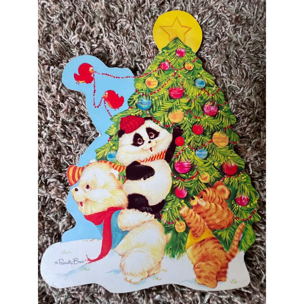 Vintage Eureka The Personality Bears Christmas Tree Paper Die Cut Decoration